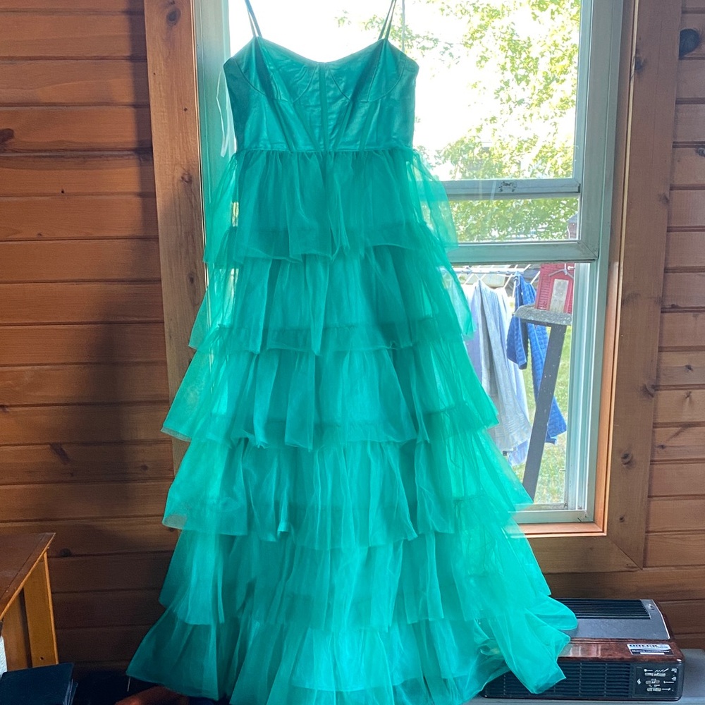Elegant Teal Layered Dress